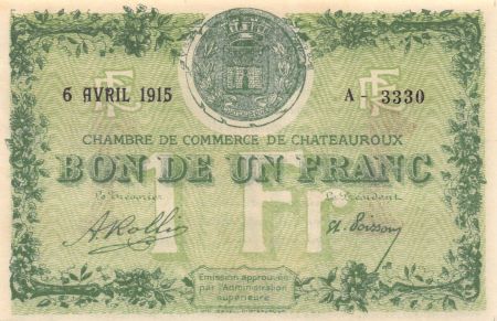 France 1 Franc - Chambre de Commerce de Châteauroux 1915 - SPL