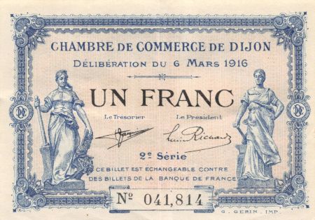 France 1 Franc - Chambre de Commerce de Dijon 1916 - SUP