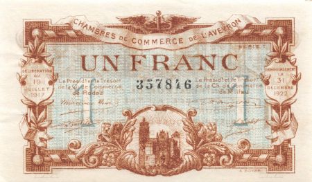 France 1 Franc - Chambre de Commerce de l\'Aveyron 1917 - SUP