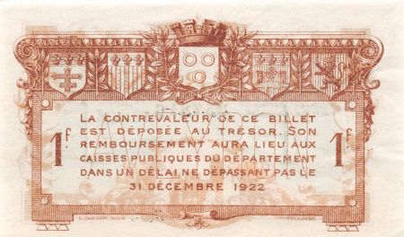 France 1 Franc - Chambre de Commerce de l\'Aveyron 1917 - SUP