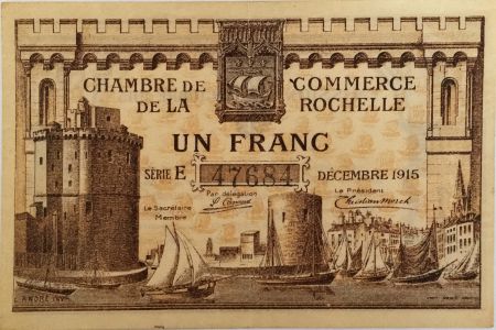 France 1 Franc - Chambre de Commerce de La Rochelle 1915 - TTB+