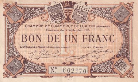 France 1 Franc - Chambre de commerce de Lorient - 1915 - P.75-2
