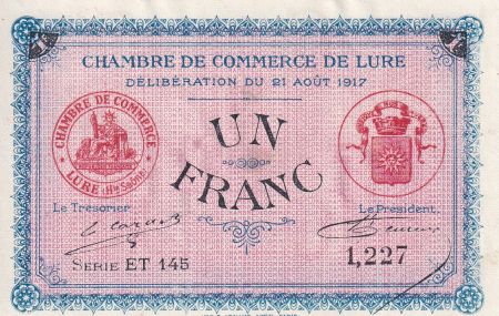 France 1 Franc - Chambre de commerce de Lure - 1917 - Série ET 145 - P.76-22