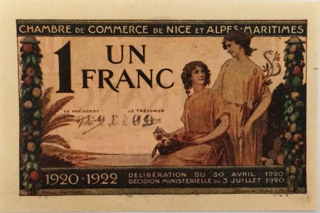 France 1 Franc - Chambre de Commerce de Nice 1920 - SUP