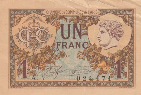 France 1 Franc - Chambre de Commerce de Paris - 1920-1922 - TTB - Série A.7