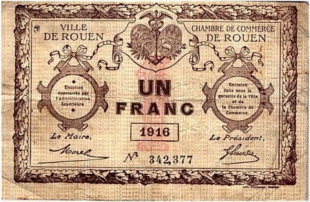 France 1 Franc - Chambre de Commerce de Rouen 1916 - TB+