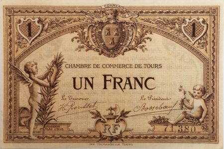 France 1 Franc - Chambre de Commerce de Tours 1917 - SUP