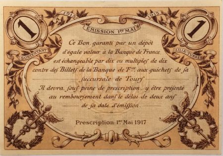 France 1 Franc - Chambre de Commerce de Tours 1917 - SUP