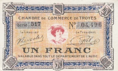 France 1 Franc - Chambre de Commerce de Troyes 1918 -  p.Neuf