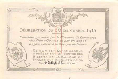 France 1 Franc - Chambre de Commerce des Deux-Sèvres 1915 - SUP