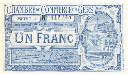 France 1 Franc - Chambre de Commerce du Gers 1916 - P.NEUF