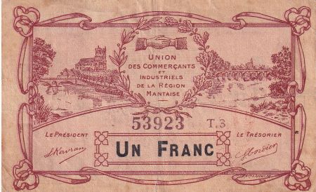 France 1 Franc - Union des commerçants et industriels de la région mantaise - 1920 - Série T.3 - P.78-35