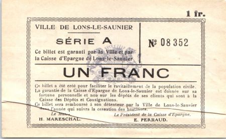 France 1 Franc, Lons-le-Saulnier Série A - Petites armoiries