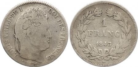 France 1 Franc  Louis-Philippe 1er - 1843 W Lille - Argent