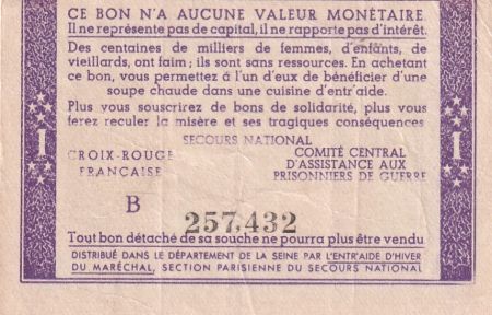 France 1 Franc Bon de Solidarité - 1941-1942 - Série B