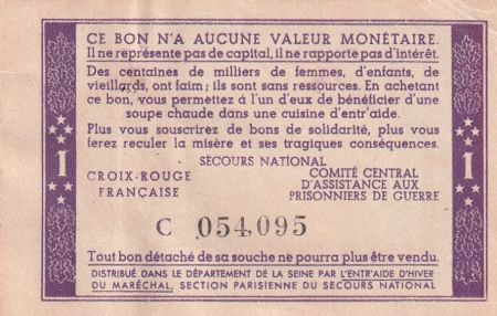 France 1 Franc Bon de Solidarité avec timbre - 1941-1942 - Série C