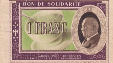 France 1 Franc Bon de Solidarité Pétain - Bol de Soupe 1941-1942 - TTB - sans série
