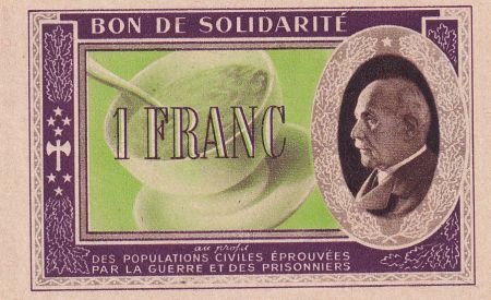 France 1 Franc Bon de Solidarité Pétain - Bol de Soupe 1941-1942