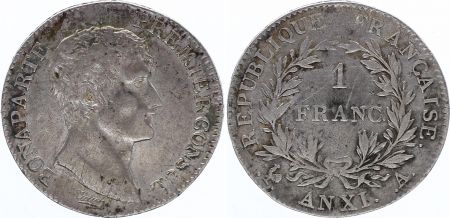 France 1 Franc Bonaparte  Premier Consul An XI  A - 1802 - Argent