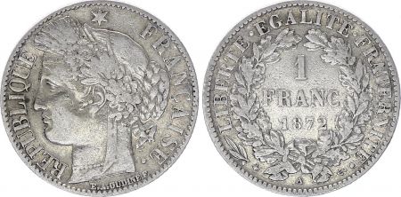 France 1 Franc Cérès - 1872 A Paris Argent