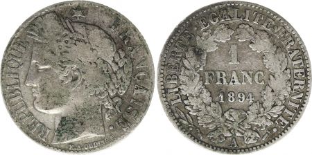 France 1 Franc Ceres - 1894 A Paris