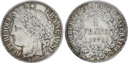 France 1 Franc Ceres - Gouvernement National -1871 A Paris