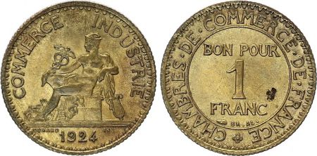 France 1 Franc Chambre de Commerce - 1924 ouvert