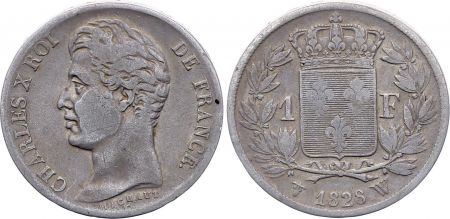 France 1 Franc Charles X 1828 W Lille - Argent