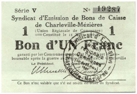 France 1 Franc Charleville-Mézières Commune - 1916