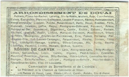 France 1 Franc Douai Commune - 1914