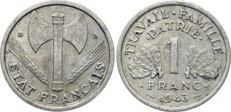 France 1 Franc Etat Francais Francisque- 1943B -TB+