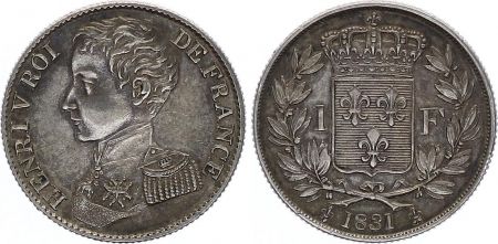 France 1 Franc Henri V Prétendant - 1831 - Argent