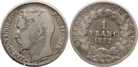 France 1 Franc Louis Napoléon Bonaparte  - 1852 A - Argent