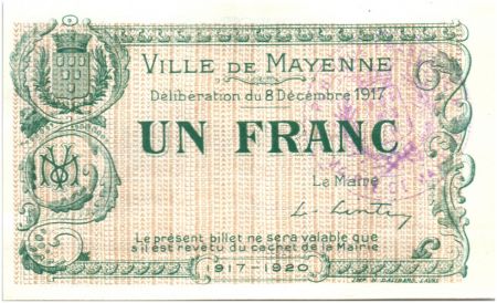 France 1 Franc Mayenne Ville - 1917