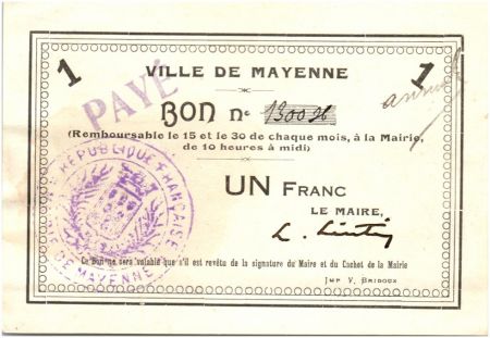 France 1 Franc Mayenne Ville