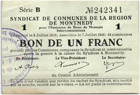 France 1 Franc Montmédy S. des communes