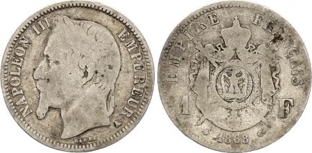 France 1 Franc Napoléon III - 1868 A Paris - Argent