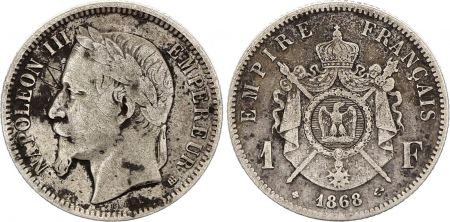France 1 Franc Napoléon III - 1868 BB Strasbourg - Argent