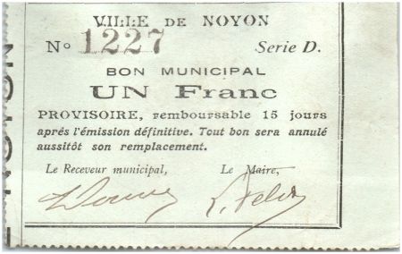 France 1 Franc Noyon Ville