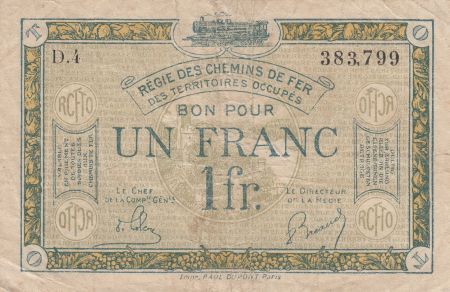 France 1 Franc Régie des chemins de Fer - 1923 - Série D.4