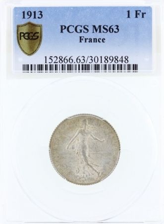France 1 Franc Semeuse - 1913 - PCGS MS 63