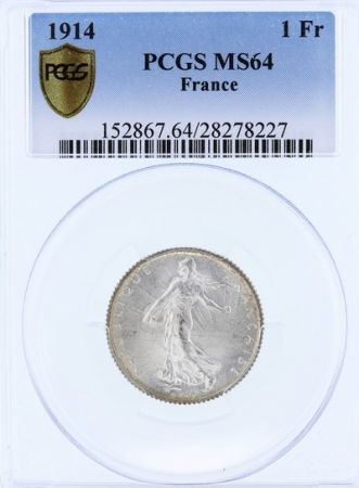 France 1 Franc Semeuse - 1914 - PCGS MS 64