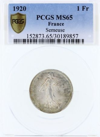 France 1 Franc Semeuse - 1920 - PCGS MS 65