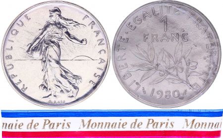 France 1 Franc Semeuse Piéfort 1980 - sous sachet Monnaie de Paris - Argent
