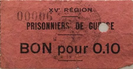 France 10 Centimes - Bon des Prisonniers de Guerre - 15e Région (Castres) - TB
