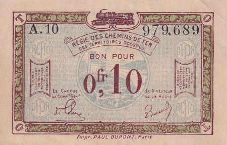France 10 Centimes - Régie des chemins de Fer - 1923 - Série A.10 - SUP - 135.02