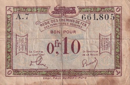 France 10 Centimes - Régie des chemins de Fer - 1923 - Série A.7 - TB - 135.02
