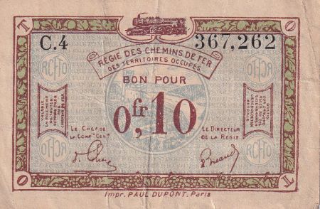France 10 Centimes - Régie des chemins de Fer - 1923 - Série C.4 - TB+ - 135.02