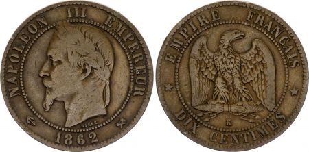 France 10 Centimes  Napoléon III Tête Laurée - 1862 K Bordeaux