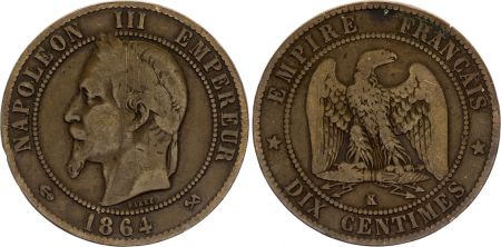 France 10 Centimes  Napoléon III Tête Laurée - 1864 K Bordeaux
